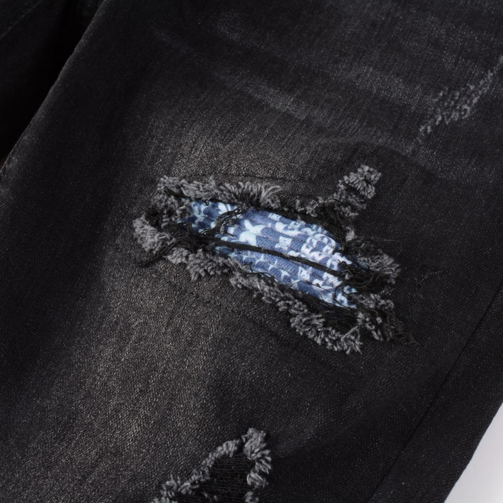 Amr Bandana Black Patch Jeans