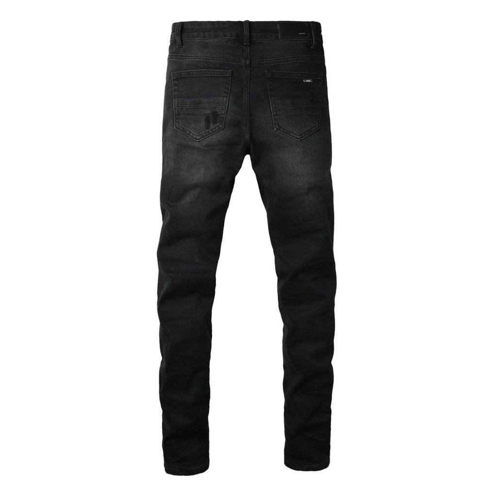 Amr Blue Ripped Patch Jeans