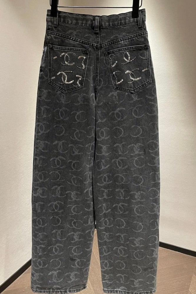 GREY SEQUIN JEANS