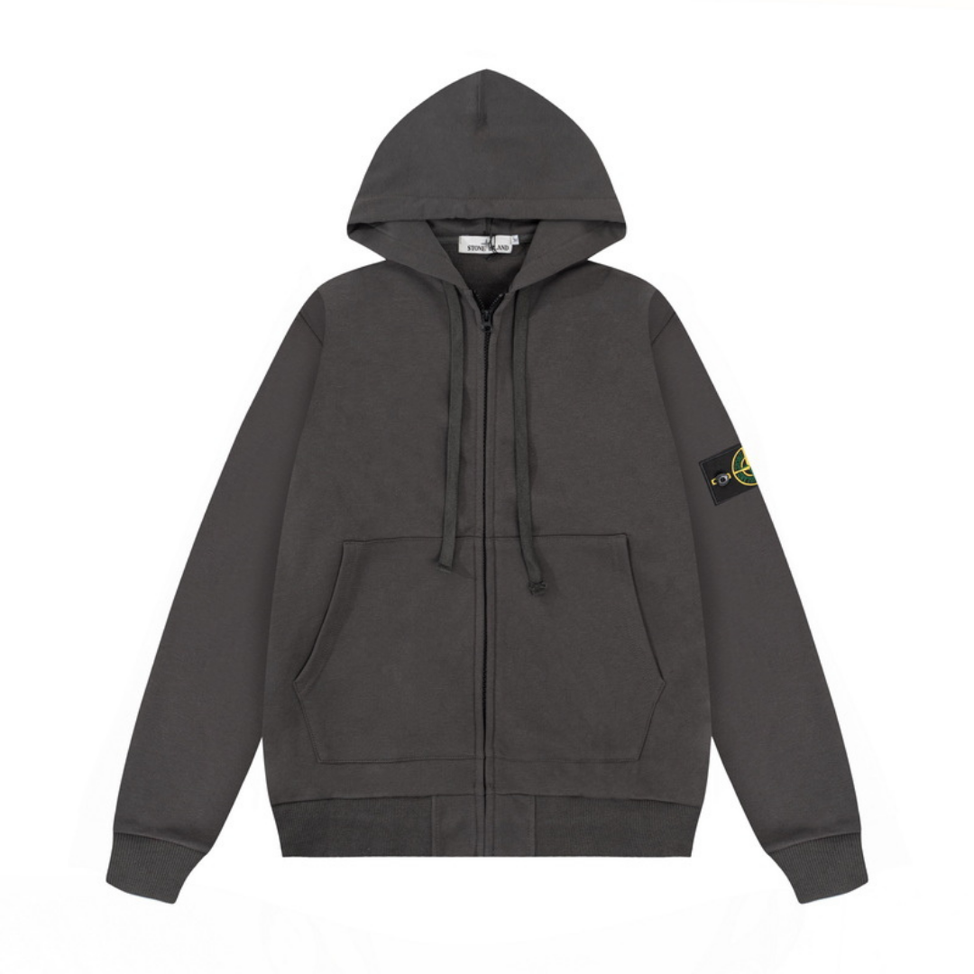 Stone Monogram Zip Hoodie