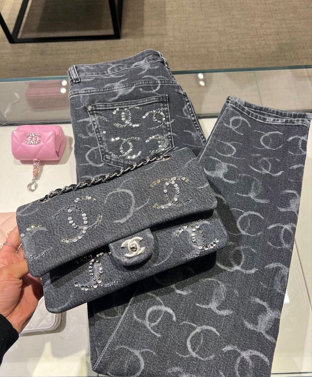 GREY SEQUIN JEANS