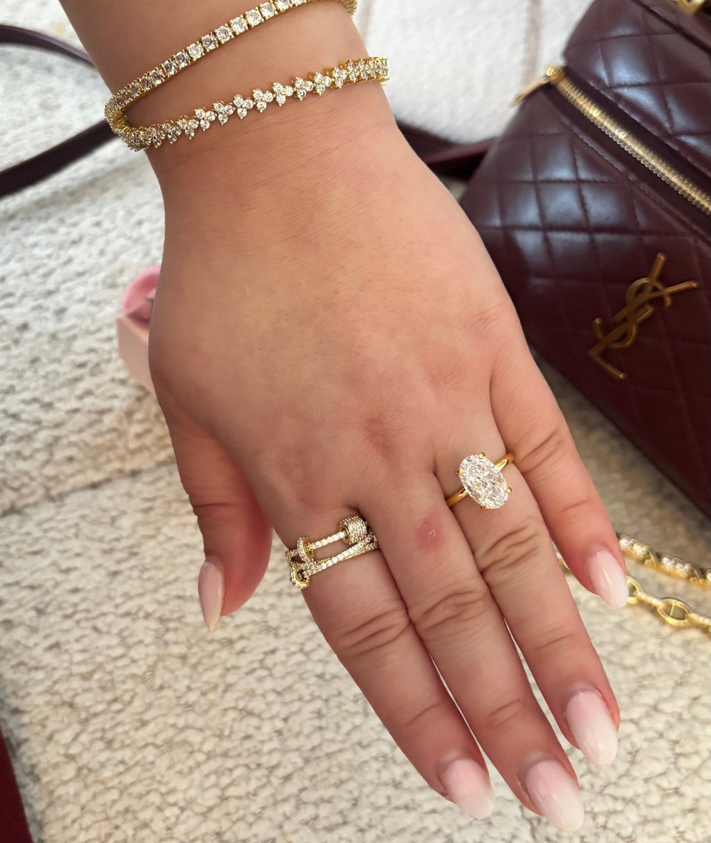 Oval Diamond Ring | 925 Sterling Silver