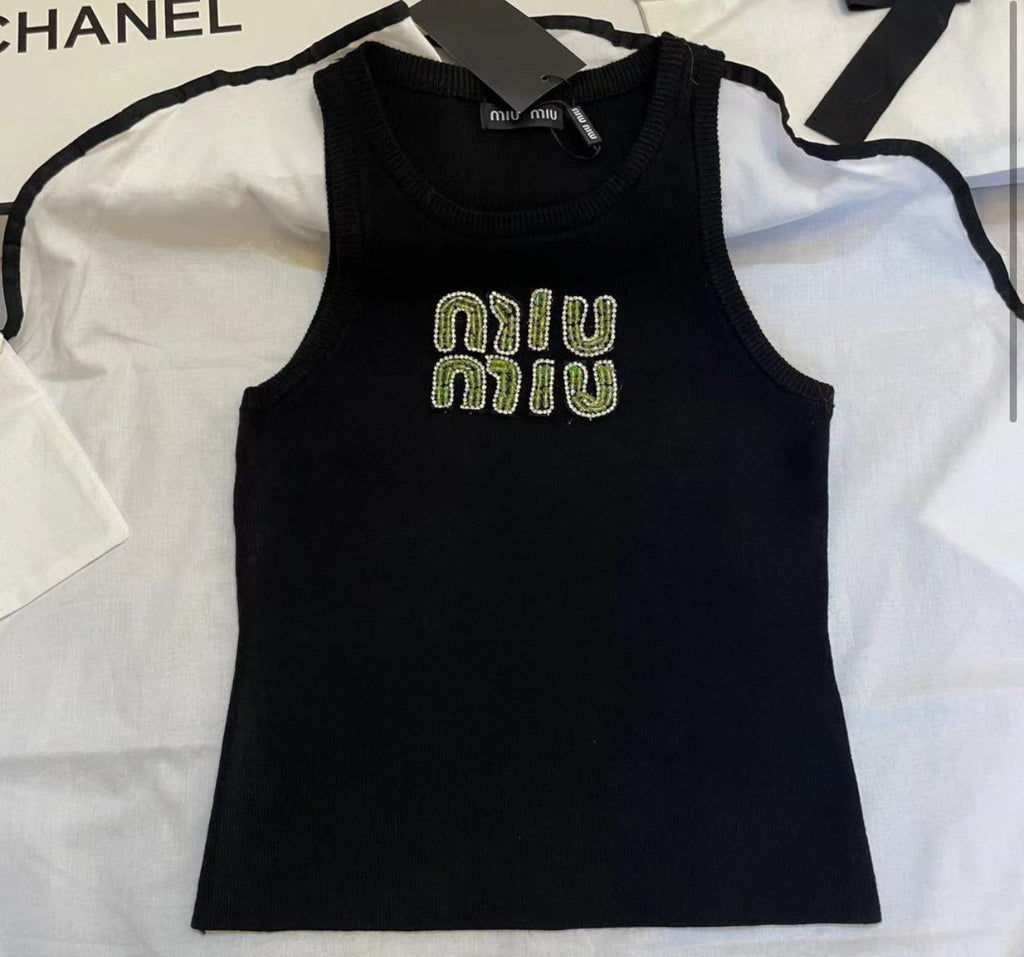 MIUE GREEN LETTERS TANK TOP